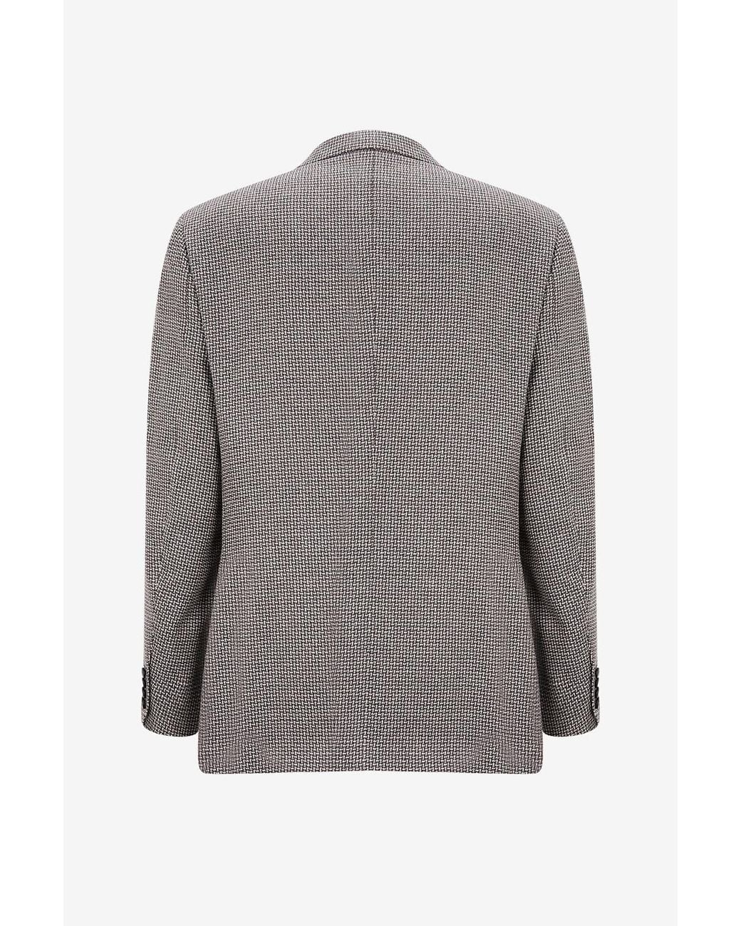 Brioni Gray Houndstooth Blazer for men
