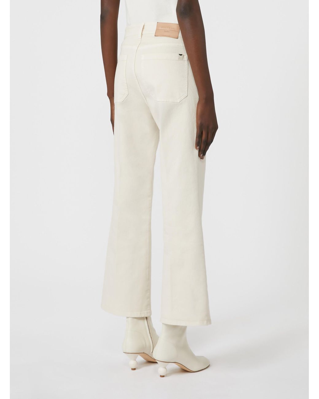 Weekend by Maxmara White Polonia Logo Patch Flared Pants