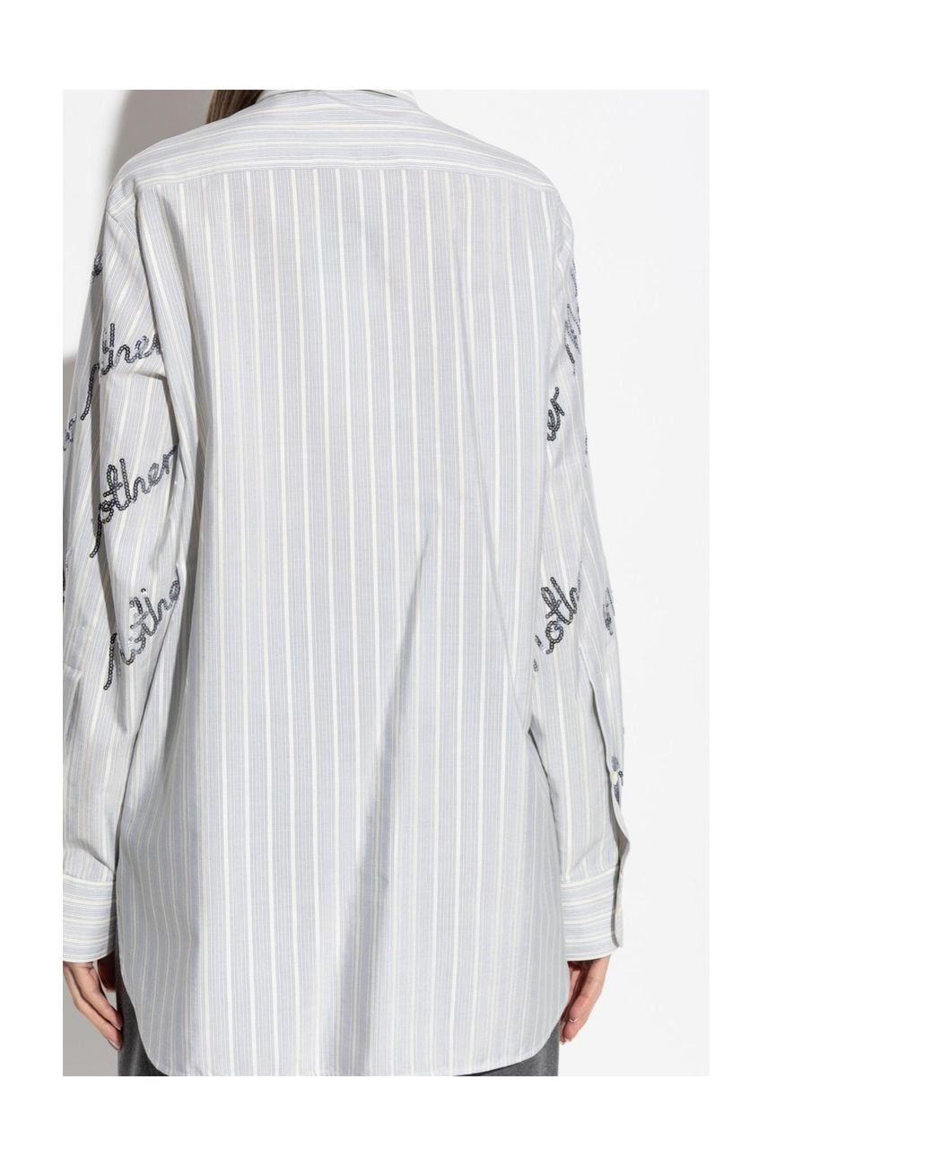 Stella McCartney Gray Sequin Embellished Striped Shirt