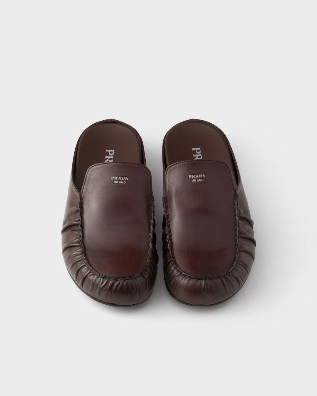 Prada Brown Leather Mules for men