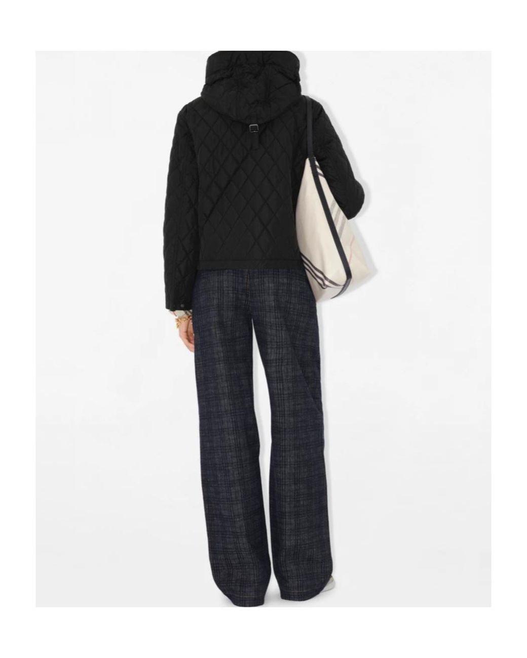 Burberry Black Quilted Hooded Straight Hem Jacket