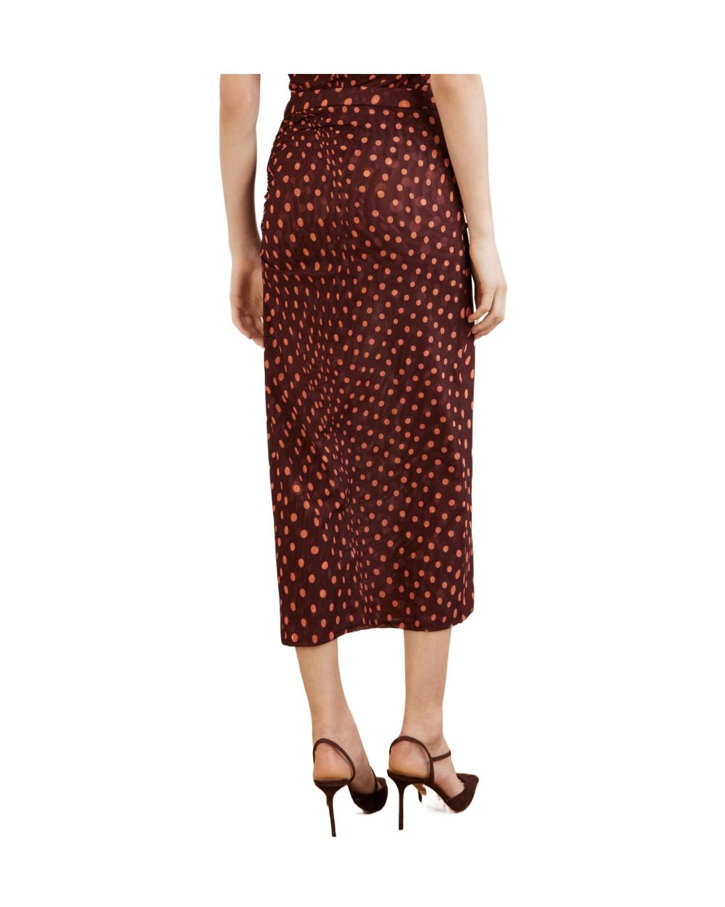 Stella McCartney Gathered Polka-Dot Mesh Midi Skirt