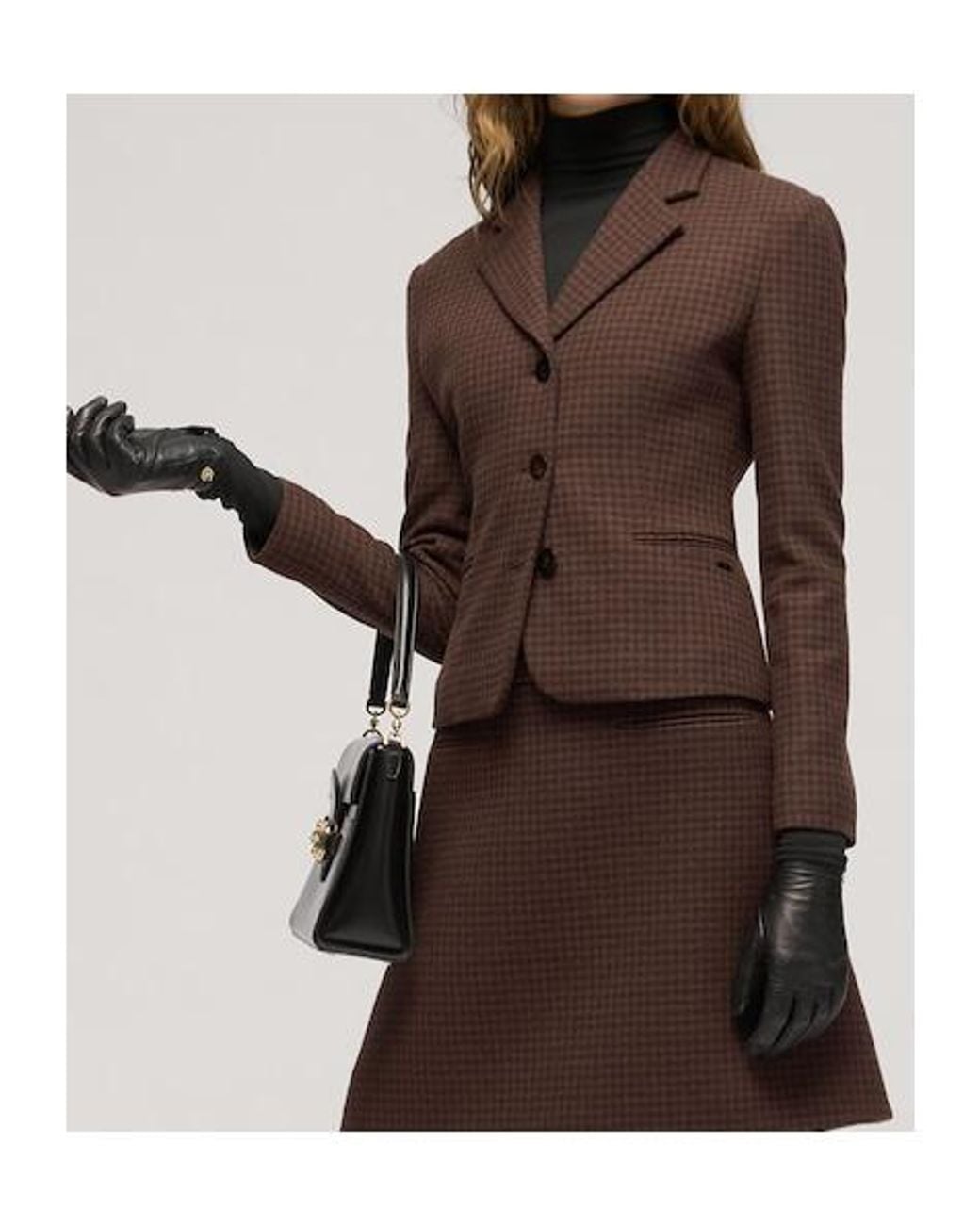 Gucci Brown Gingham Wool Jacket With Tag