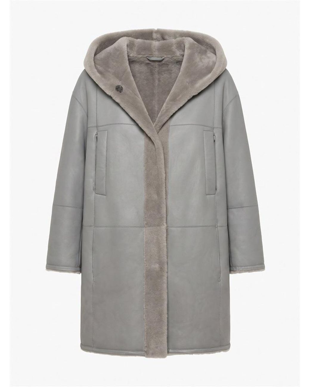 Peserico Gray Reversible Hooded Coat
