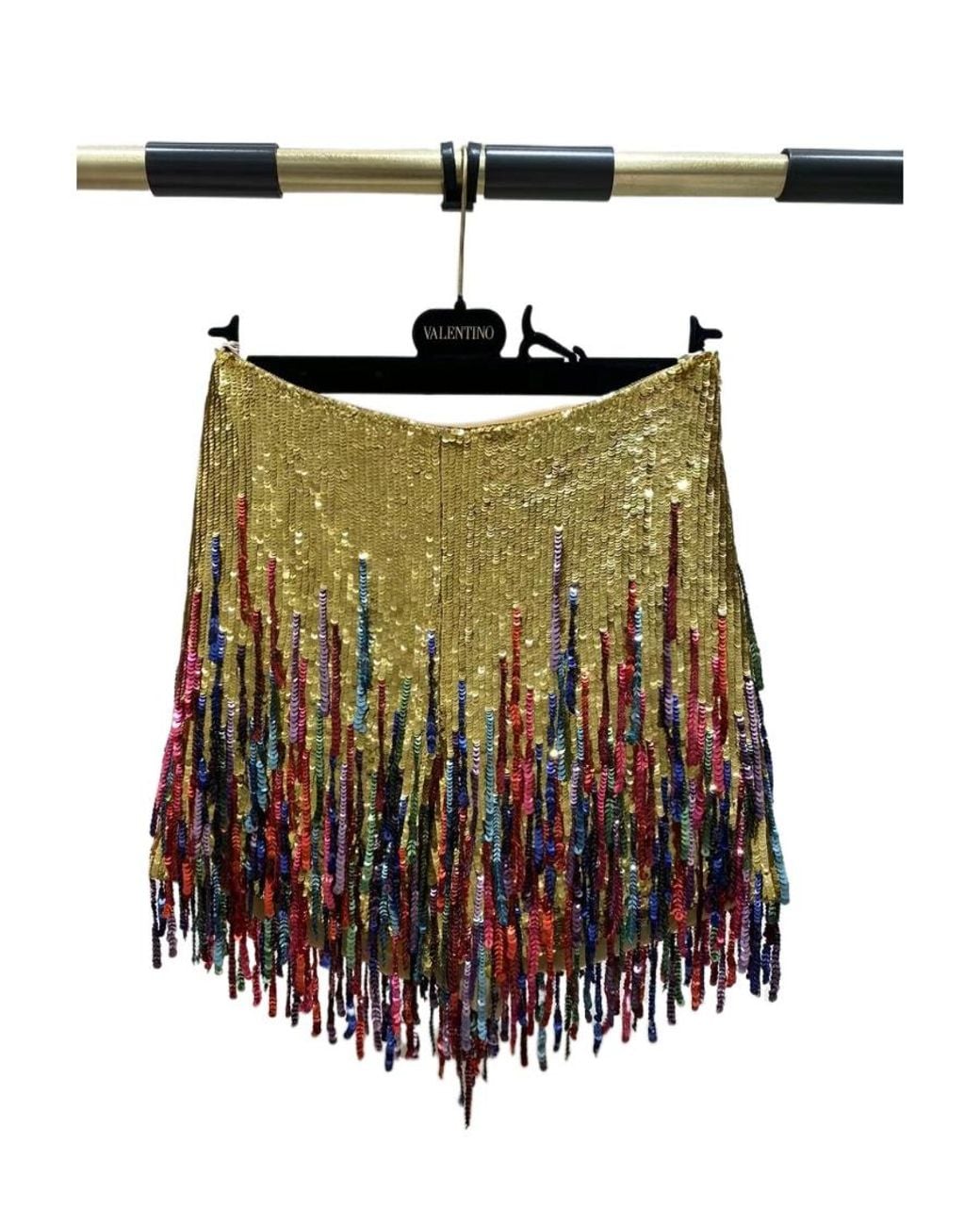 Valentino Multicolor Embroidered Organza Shorts