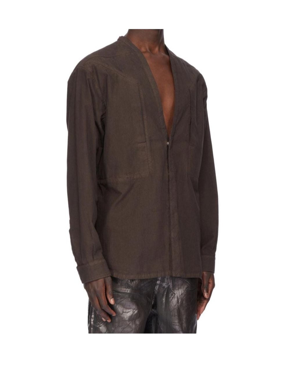 Rick Owens Brown Button-Fastening Cotton Shirt for men