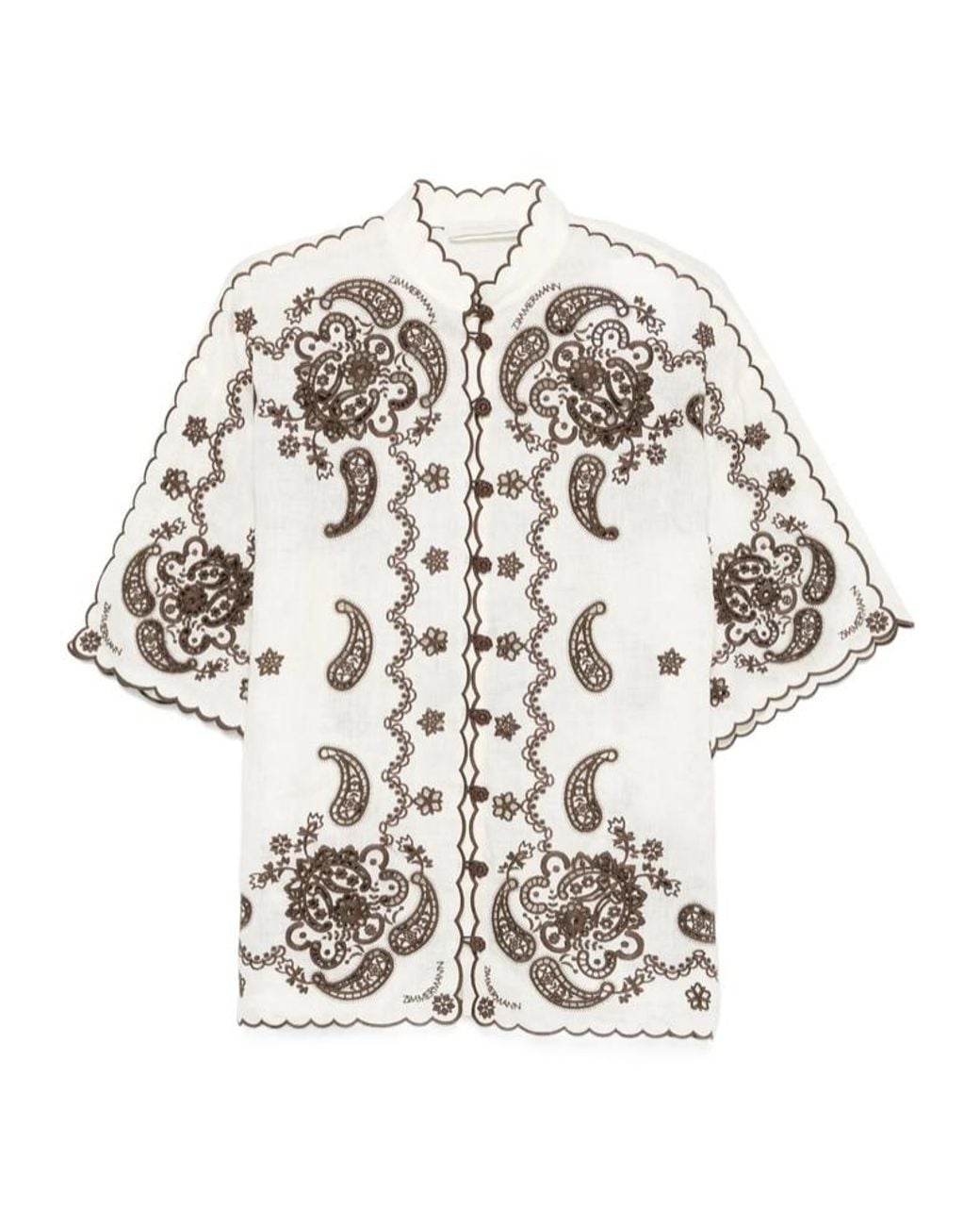 Zimmermann White Ascension Embroidered Shirt