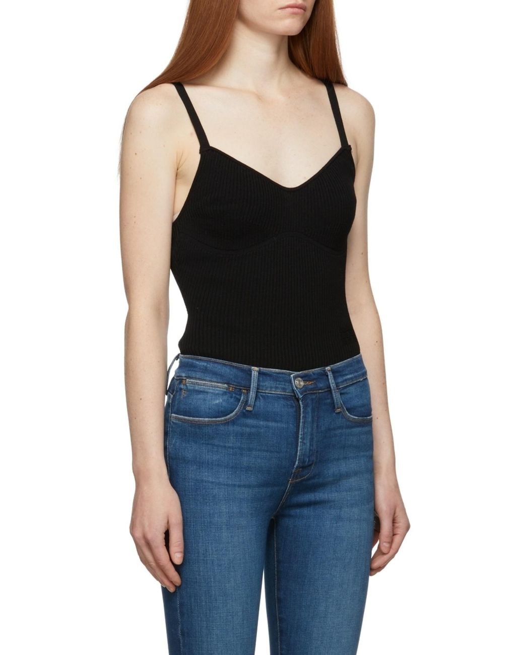 FRAME Black Ribbed Leotard