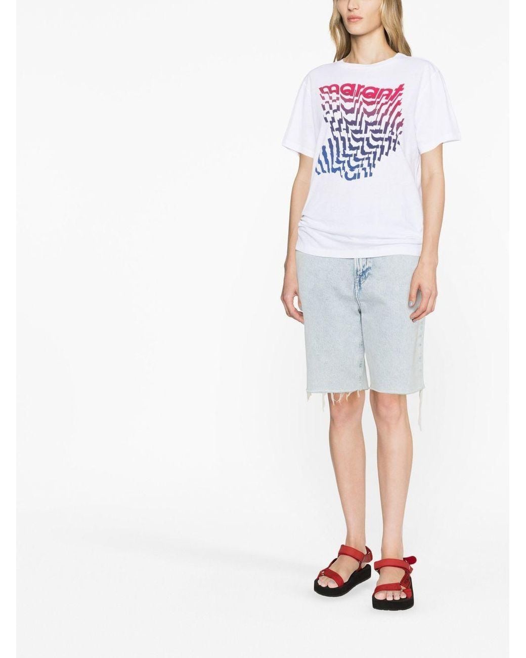 Isabel Marant White Isabel Marant Étoile Logo Printed Crewneck T-Shirt