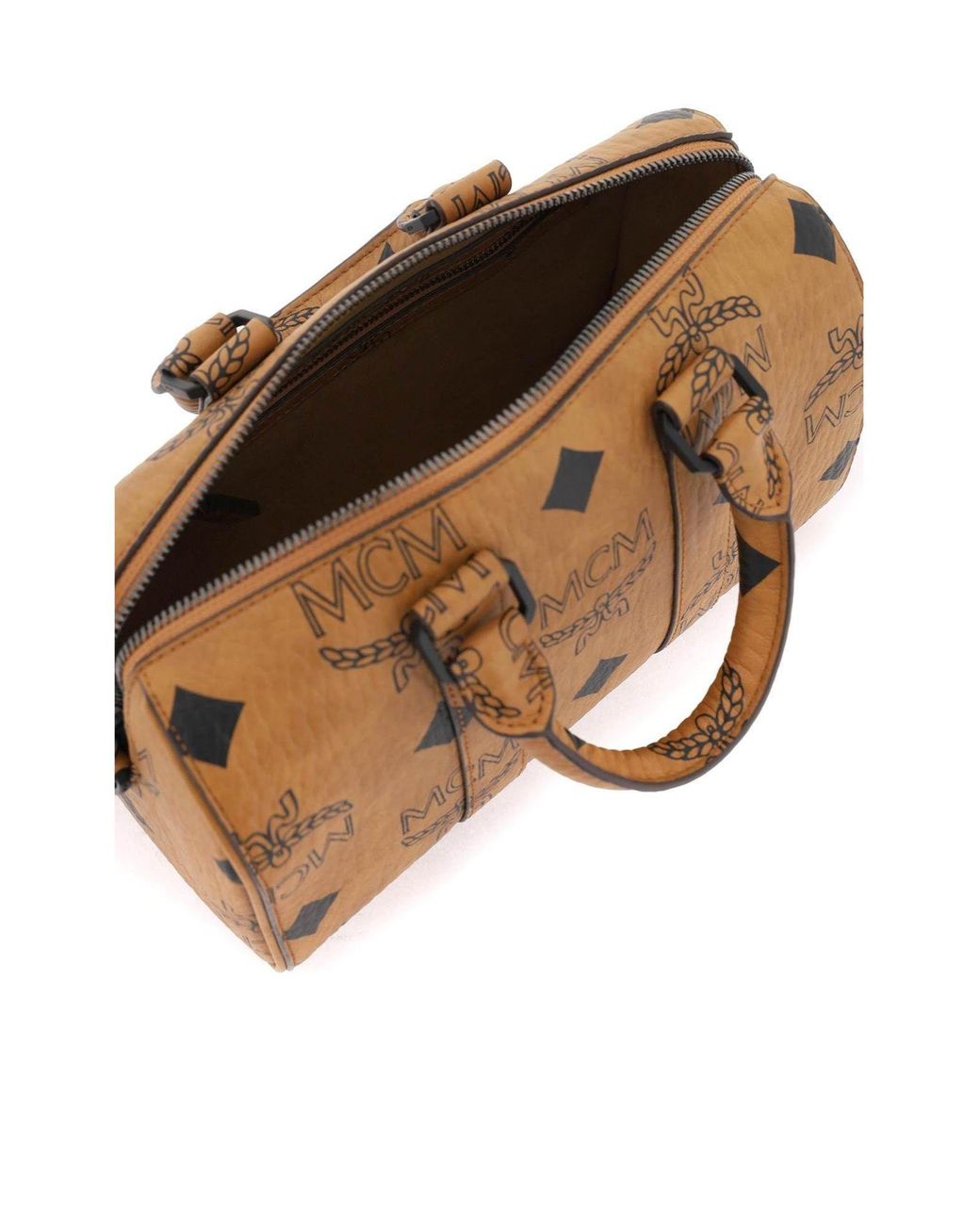 MCM Brown Aren Boston Small Top Handle Bag
