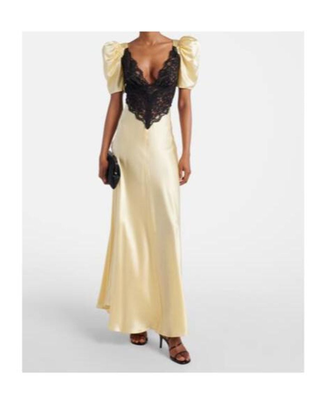 Rodarte Metallic Lace-Trimmed Silk Charmeuse Gown