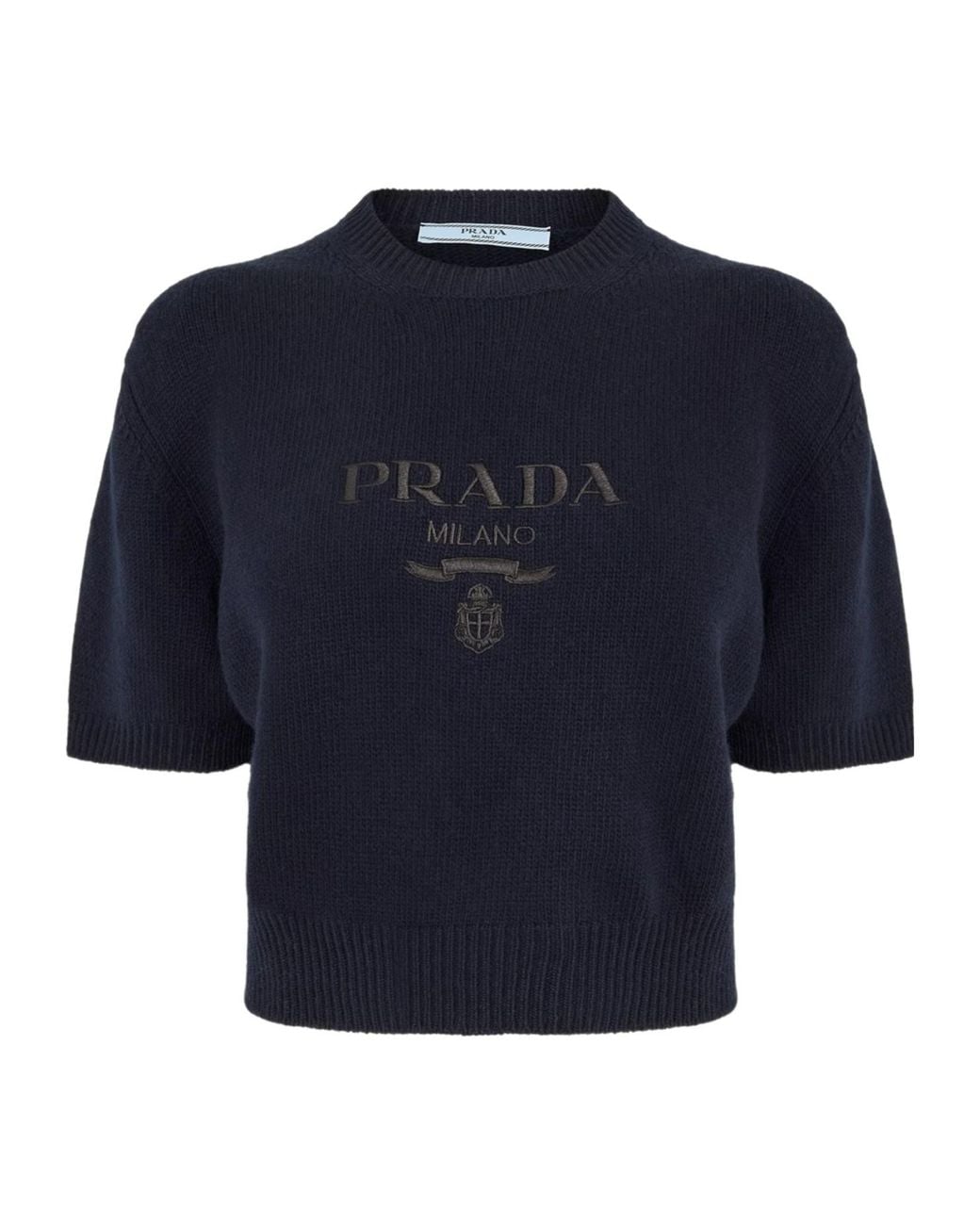 Prada Blue Short-Sleeved Knit Sweater
