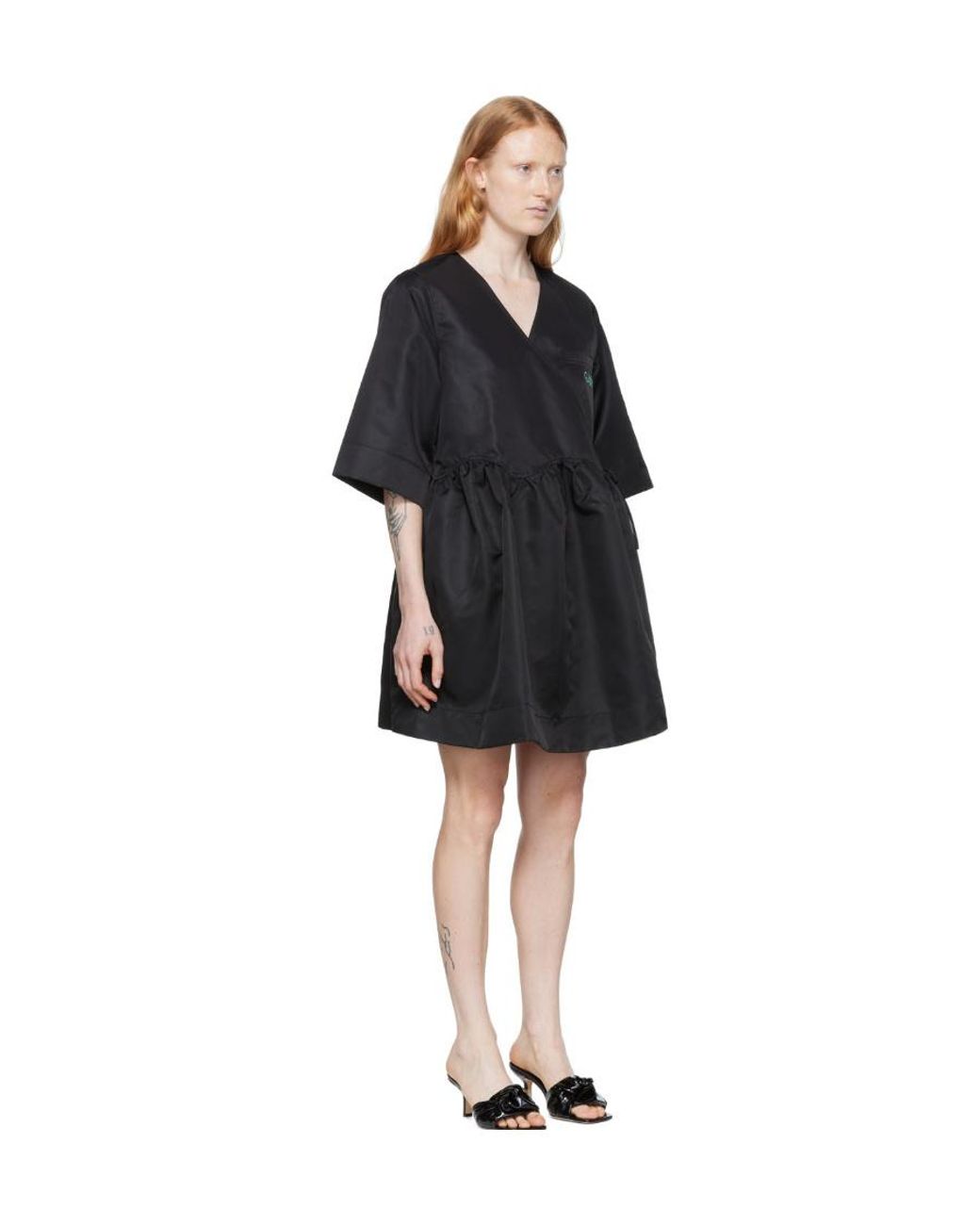 Ganni Black Y-Neck Dress