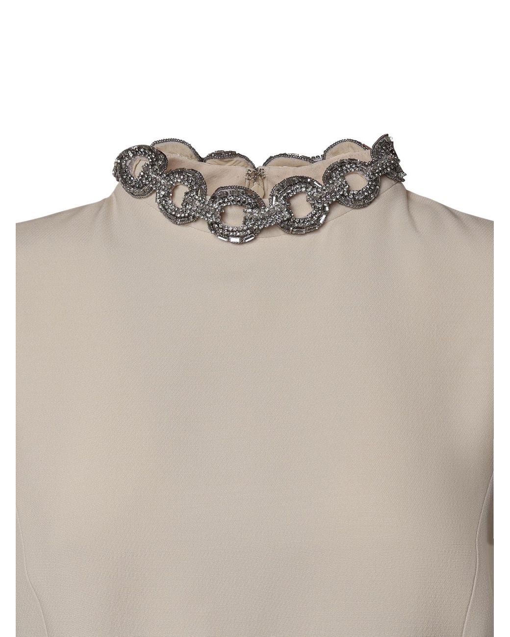 Valentino Natural Crepe Couture Embroidered Midi Dress