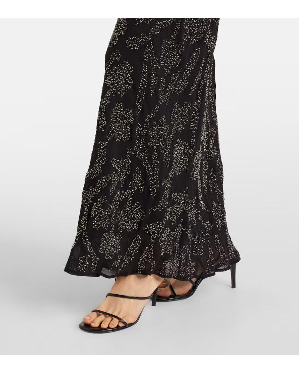 Veronica Beard Black Sylven Beaded Georgette Maxi Dress
