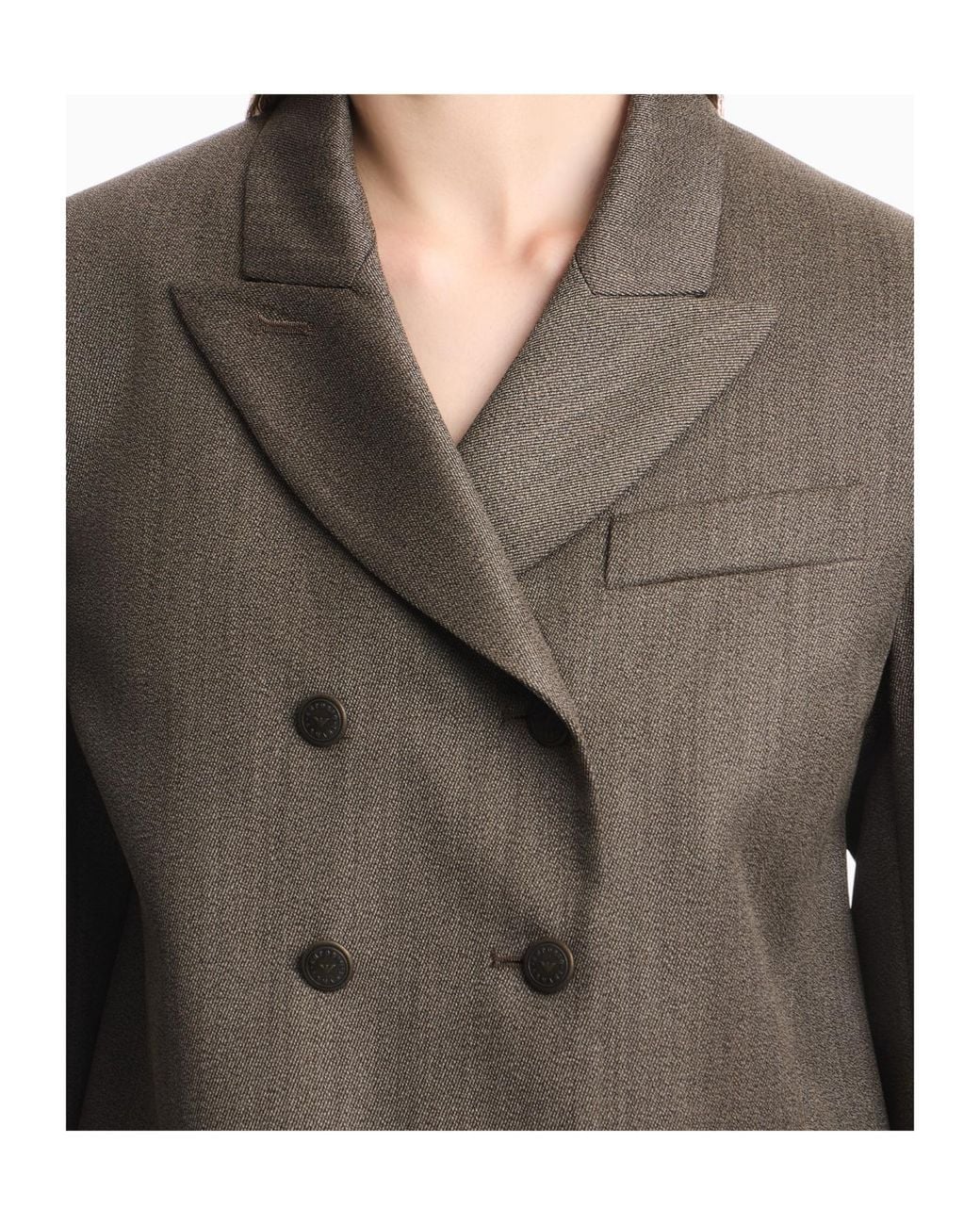 Emporio Armani Gray Double-Breasted Virgin Wool Blazer
