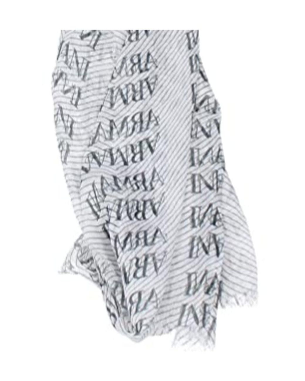 Armani Collezioni White Letter Printed Pattern Scarf for men