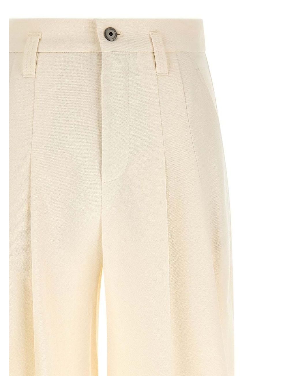 Brunello Cucinelli Natural Dyed Cotton And Wool Wrinkled Denim Five-Pocket Baggy Trousers With Monili