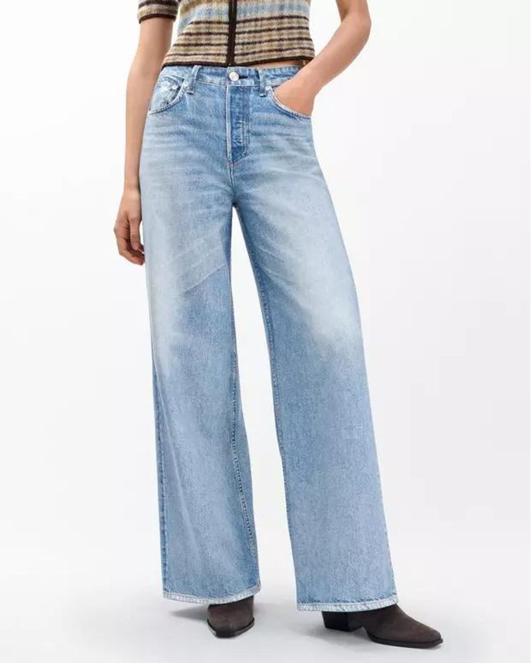Rag & Bone Blue Wide-Leg Jeans