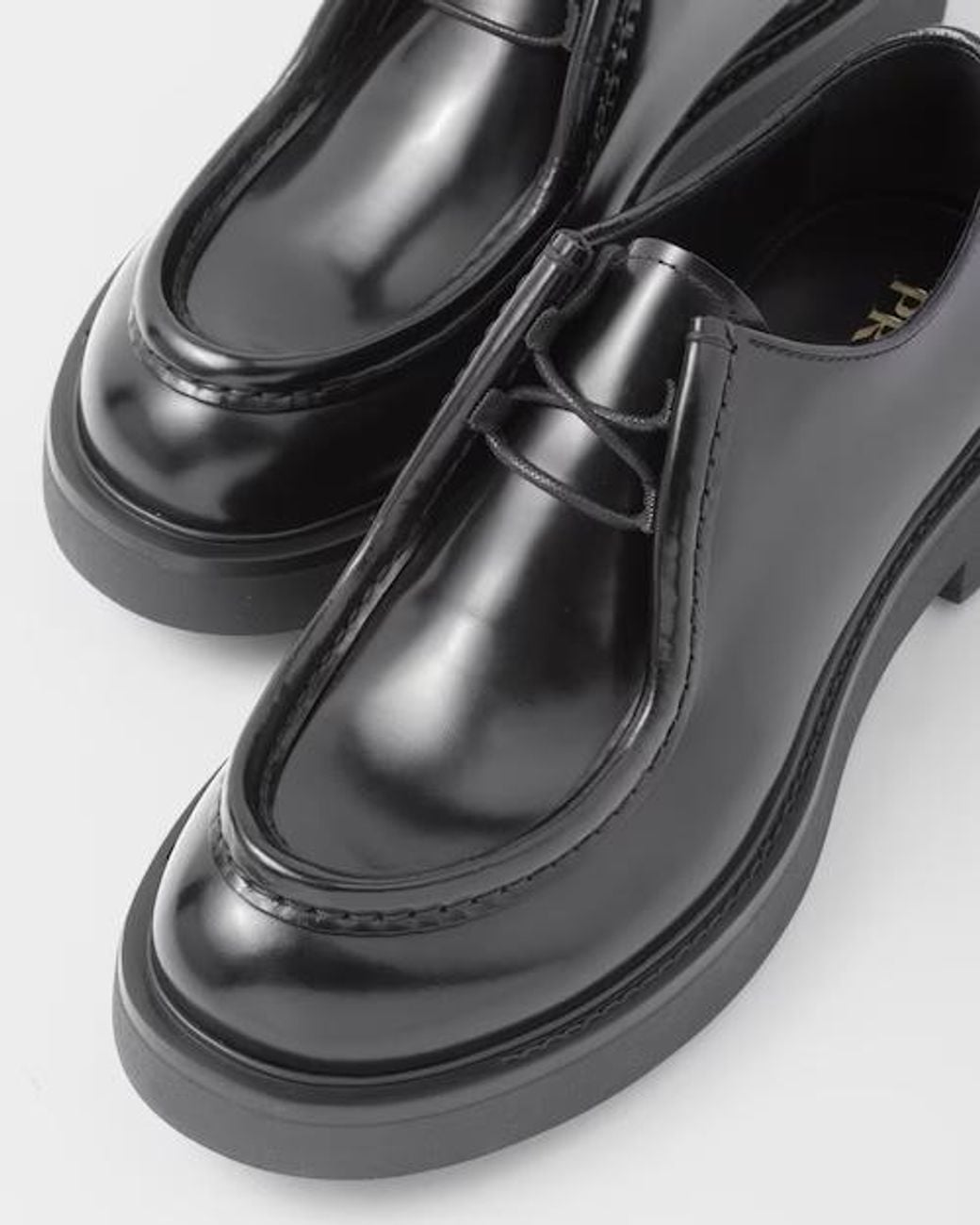 Prada Black Opaque Brushed Leather Lace-Up Shoes for men