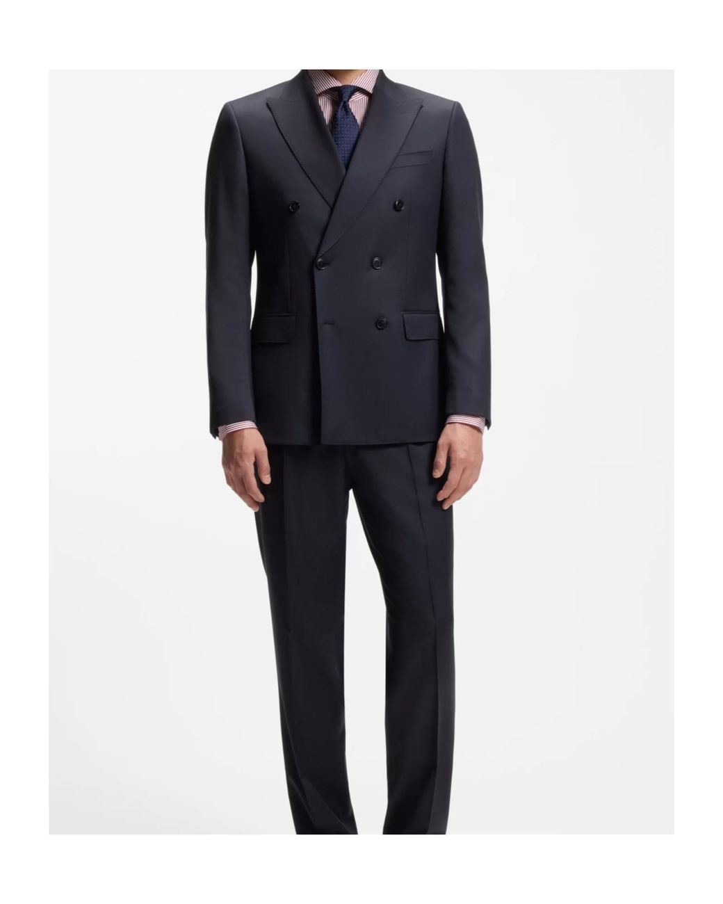 Boss Blue Double-Breasted Wool Blazer for men
