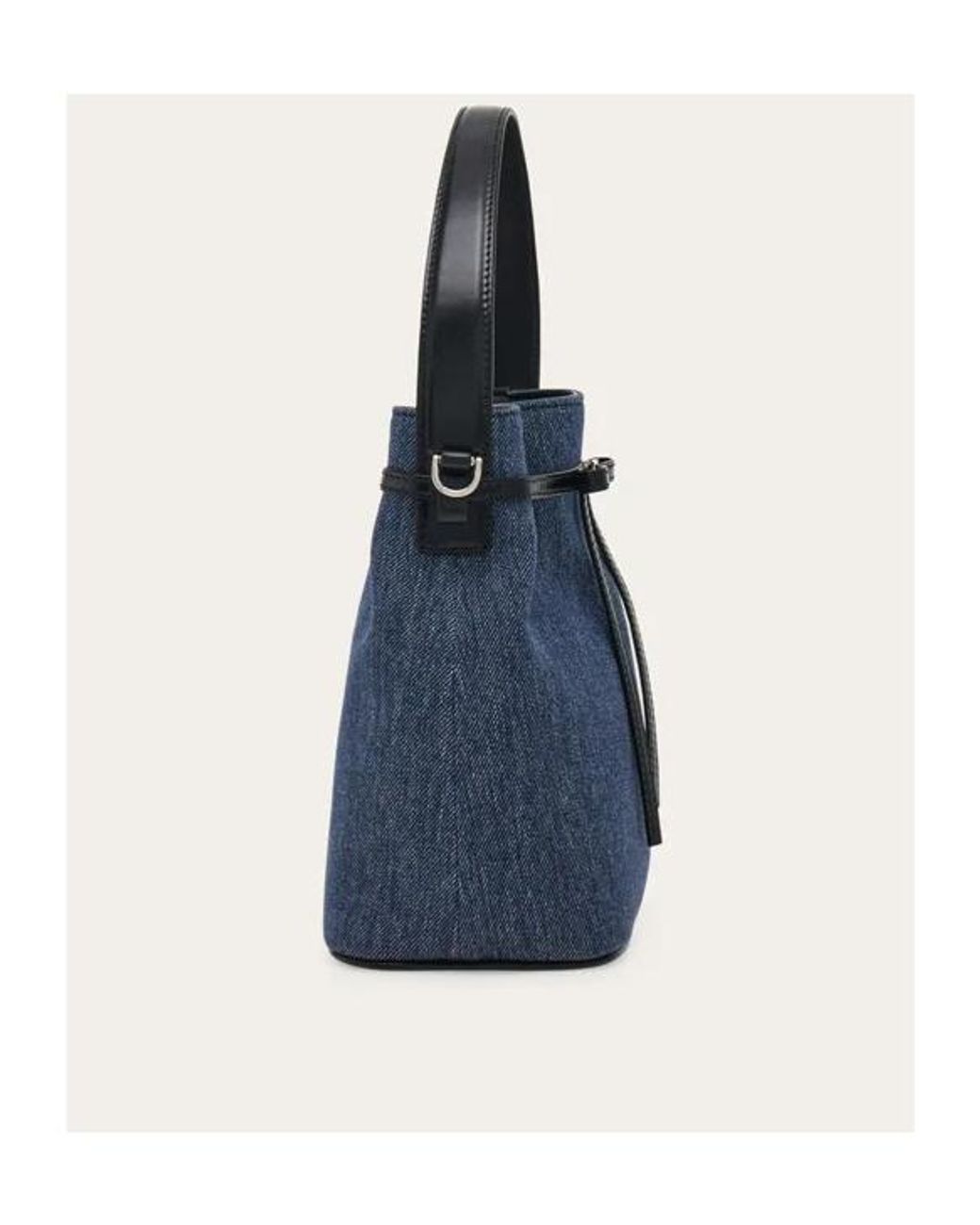 Ferragamo Blue Mini Ribbon Bucket Bag