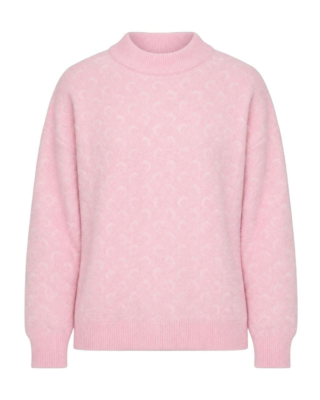 MARINE SERRE Pink Fluffy Moon Jacquard Knit Crewneck Sweater Fluffy Moon Jacquard Knit Crewneck Sweater Fluffy Moon Jacquard Knit Crewneck Sweate
