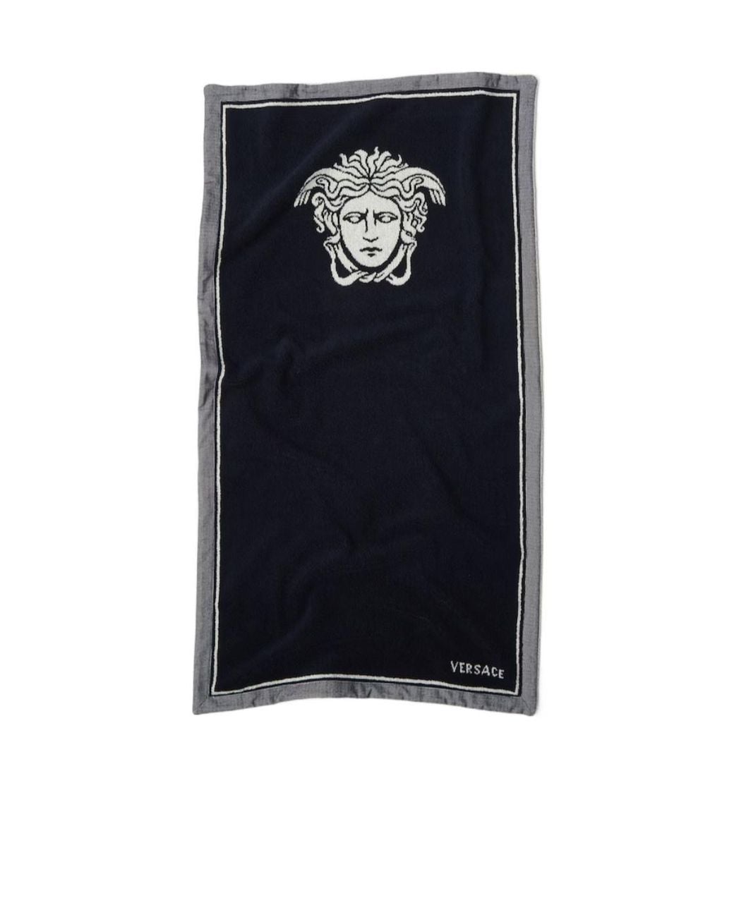 Versace Blue Cotton-Terry Jacquard Bath Towel for men