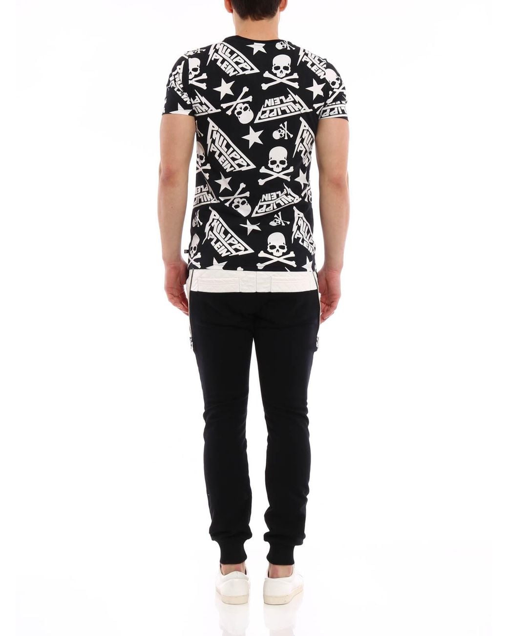 Philipp Plein Black T-Shirt With Round Neck And Short Sleeves for men