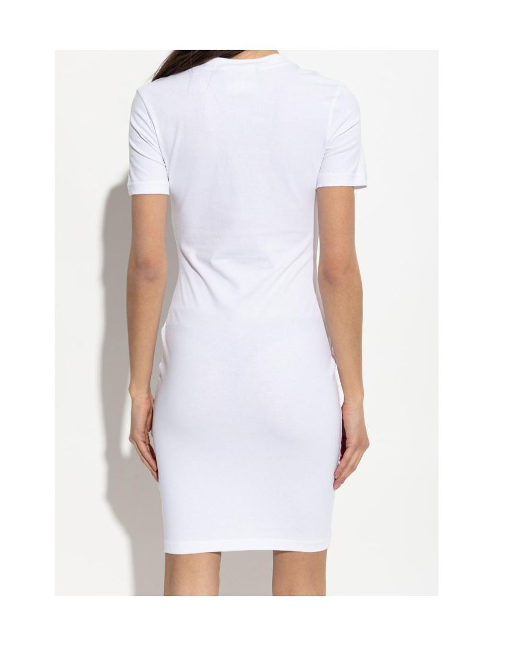 Versace Jeans White Couture Logo Printed Crewneck Dress