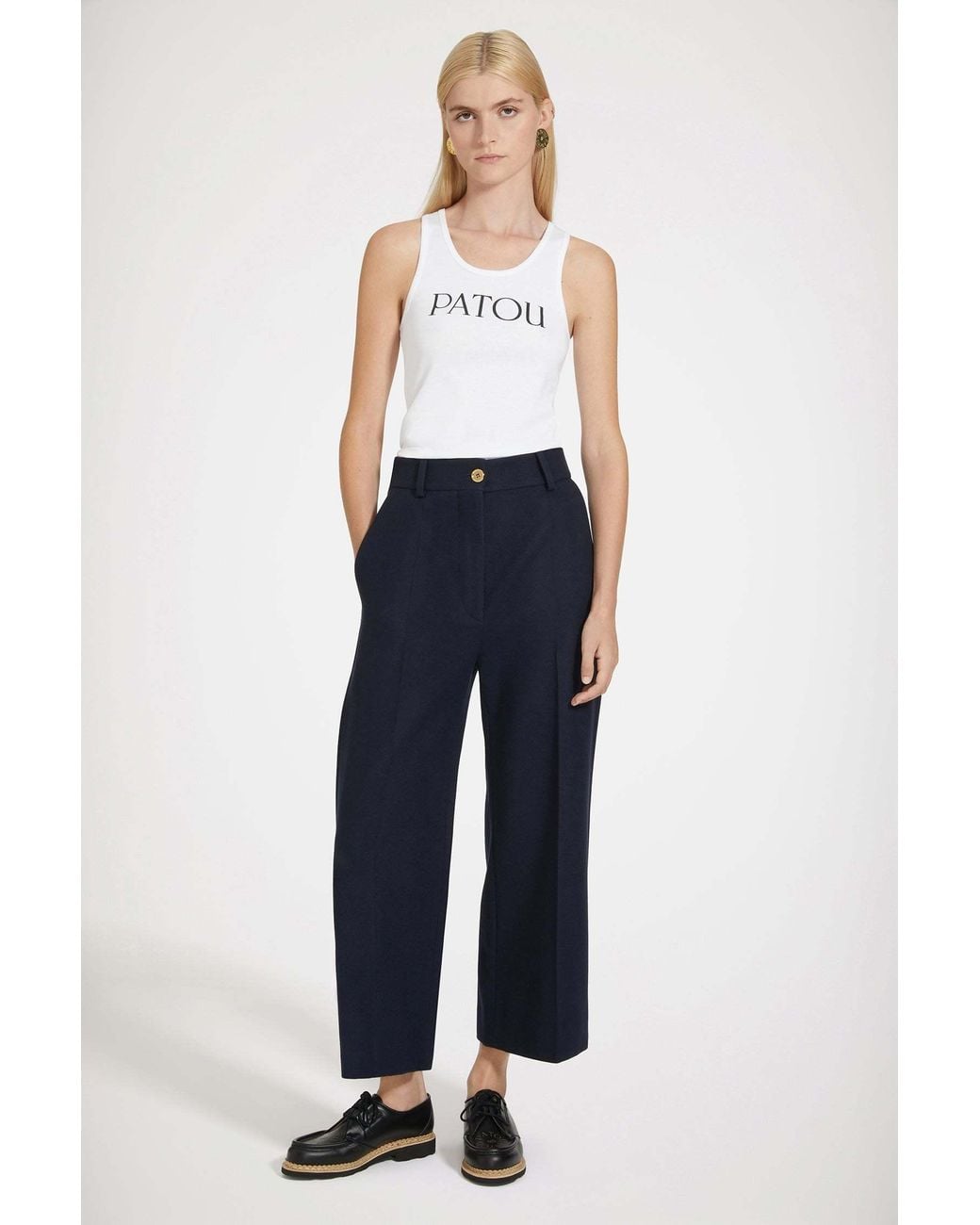 Patou White Logo Printed Tank Top