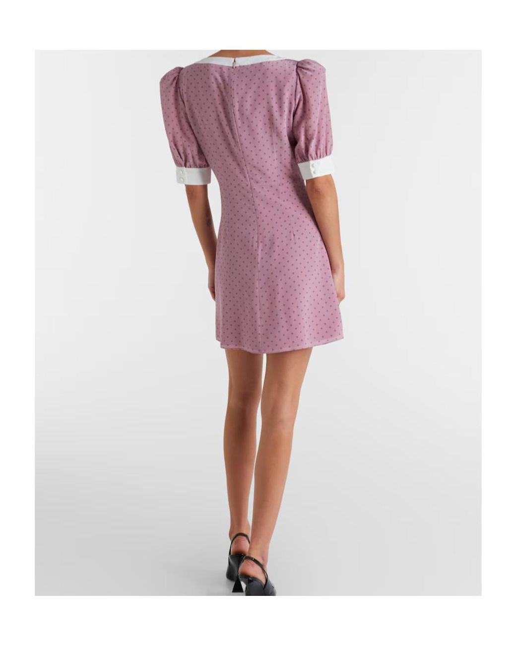 Alessandra Rich Pink Bow-Detail Polka-Dot Silk Minidress