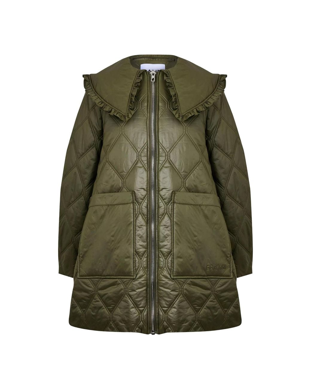 Ganni Green Quilt Jacket