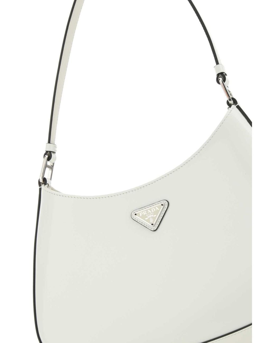 Prada White Cleo Brushed Leather Shoulder Bag
