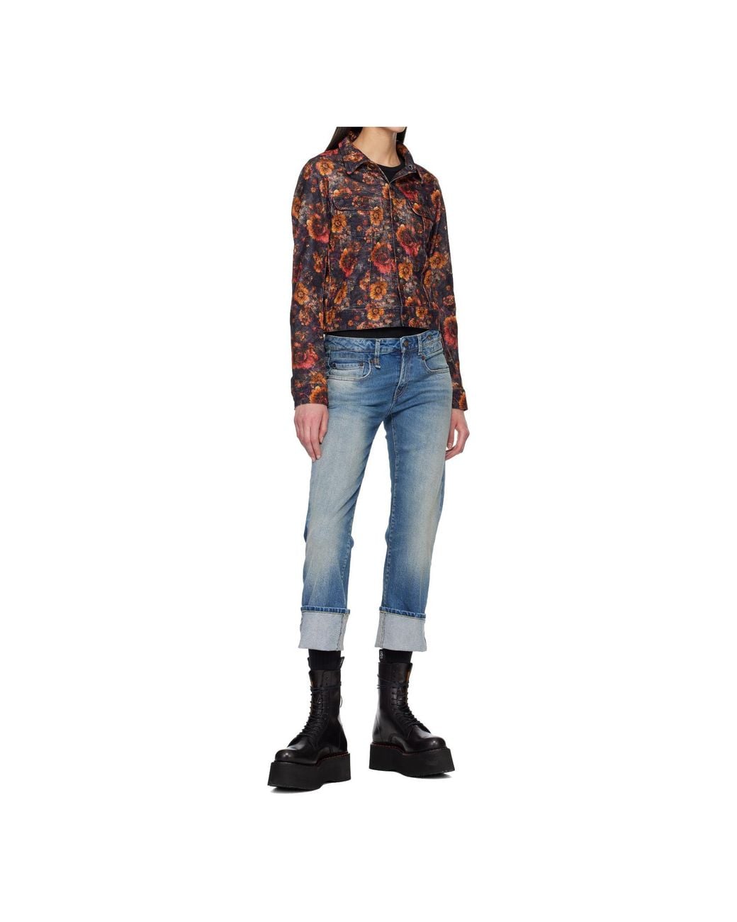 R13 Blue Collared Long-Sleeved Denim Jacket
