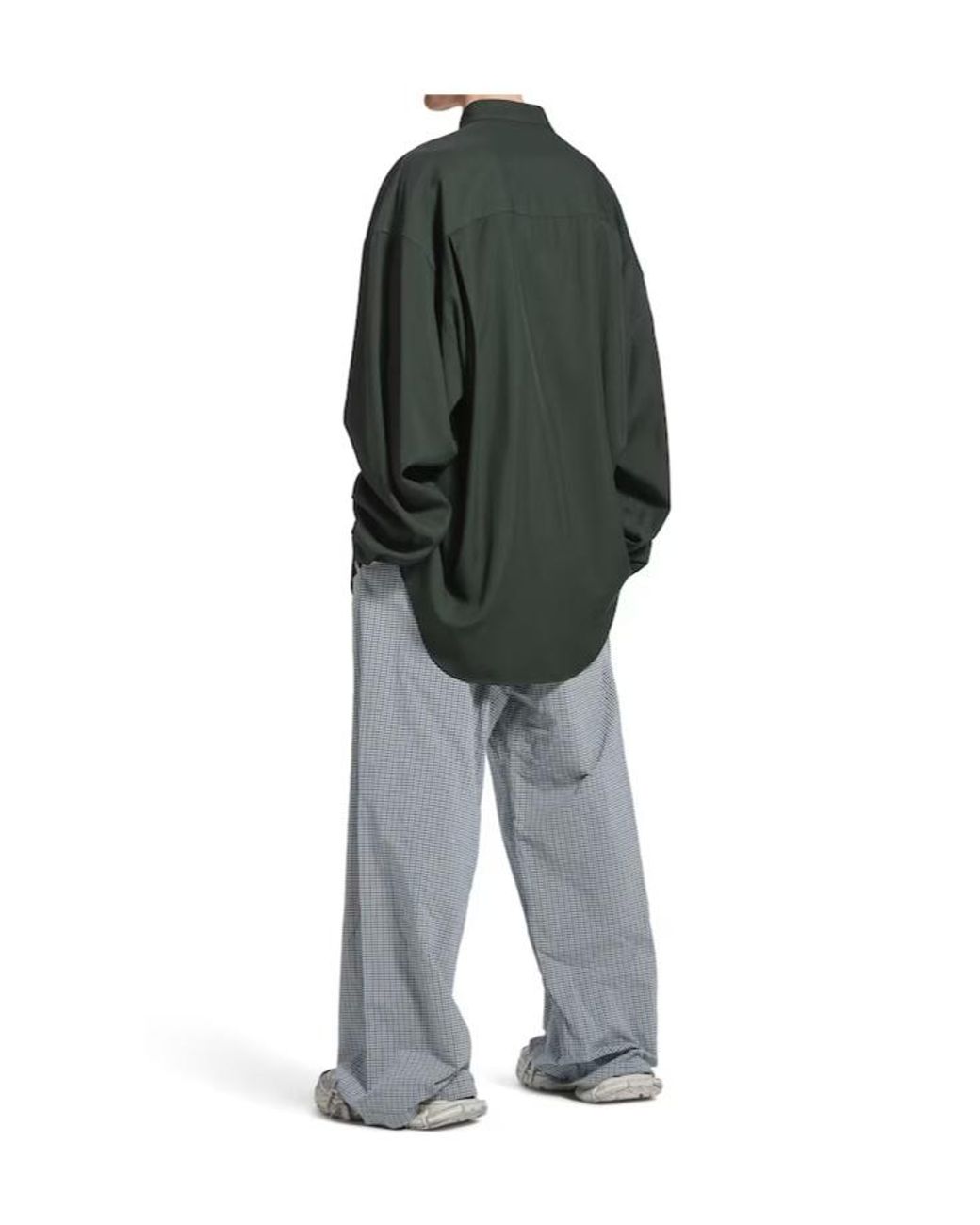 Balenciaga Green Logo Embrodied Long-Sleeve Shirt for men