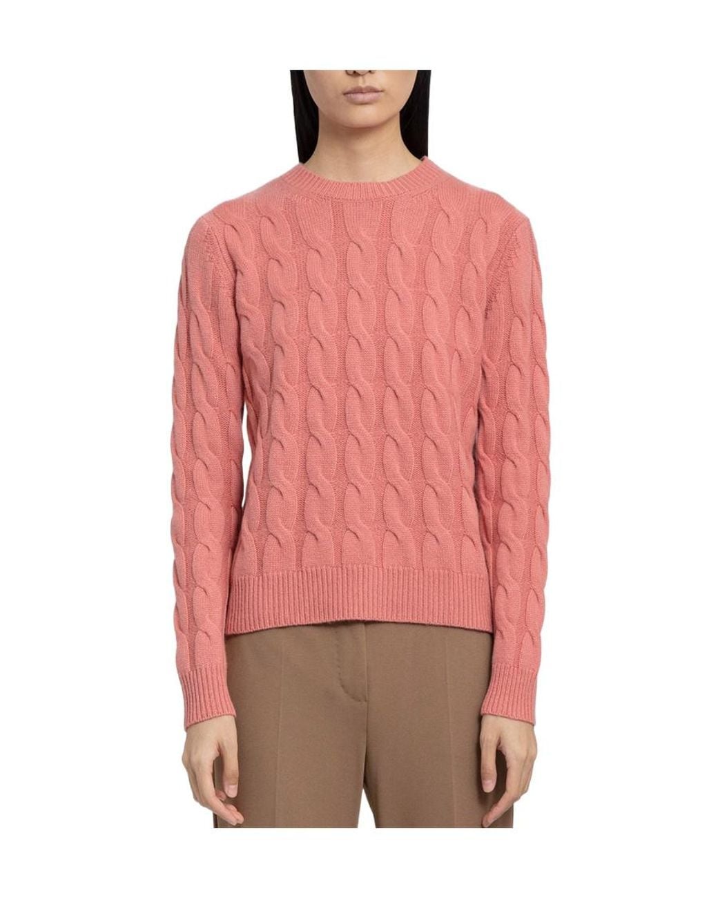 Max Mara Pink Cable-Knit Cashmere Sweater
