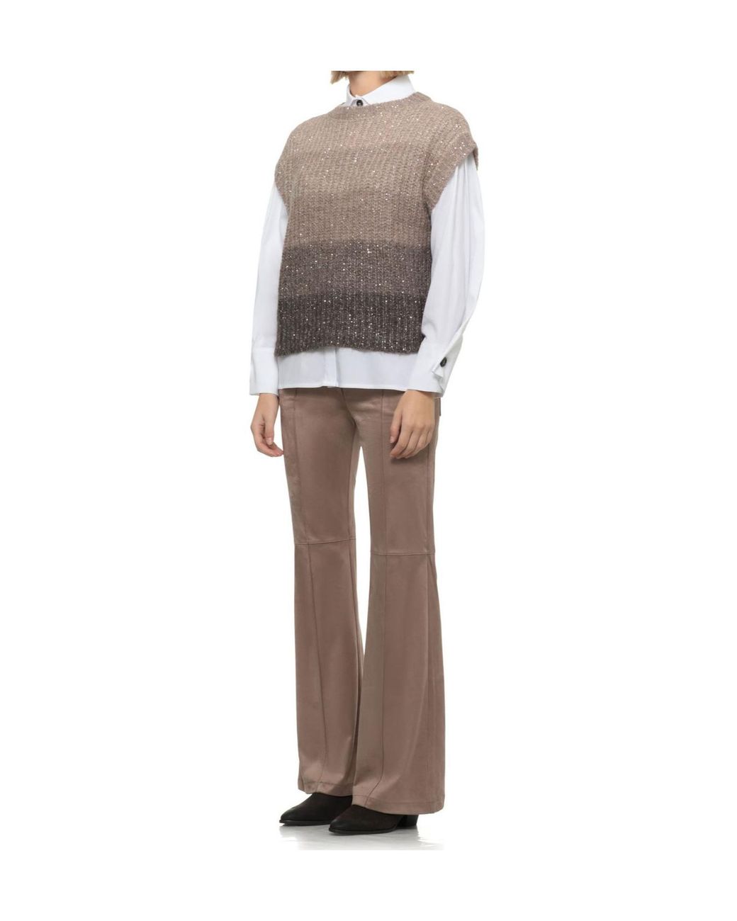 D.exterior Multicolor Sequinned Gradient Knitted Top