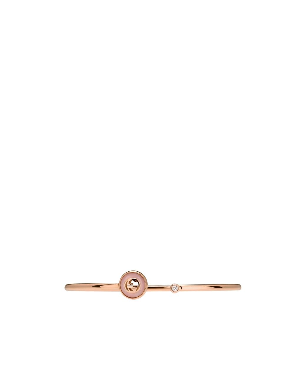 Gucci White Interlocking 18K Bangle Bracelet