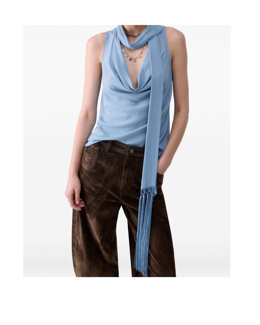 Liu Jo Blue Top With Scarf