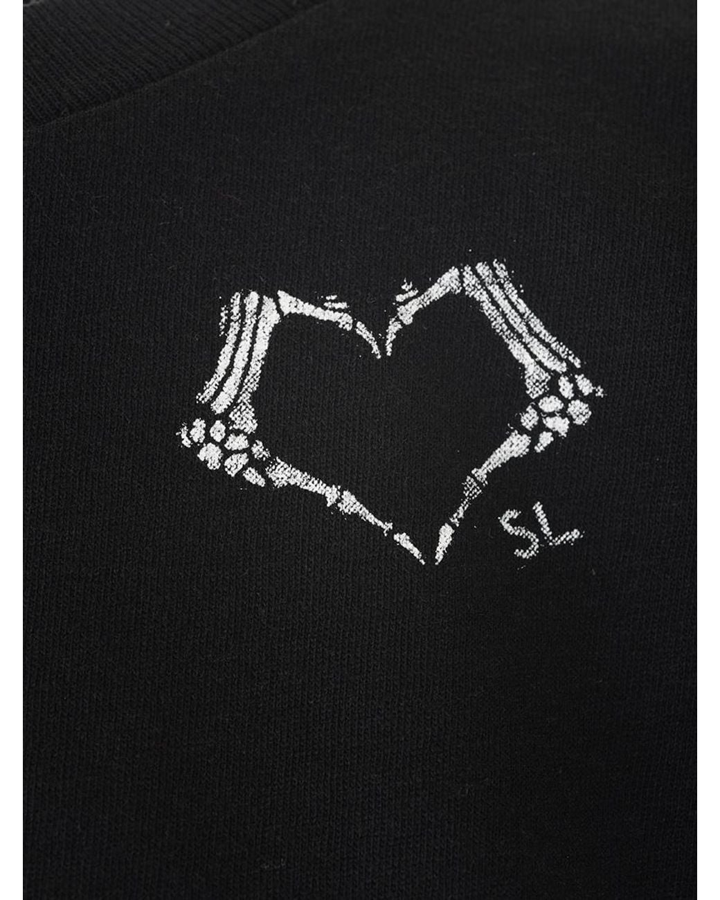 Saint Laurent Black Heart Logo Print T-Shirt