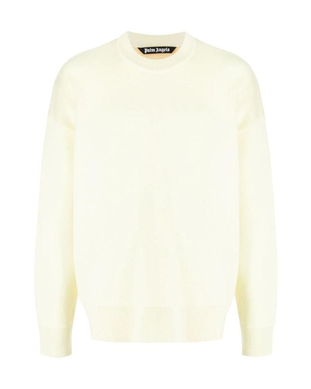 Palm Angels White Palm Intarsia Crewneck Sweater for men