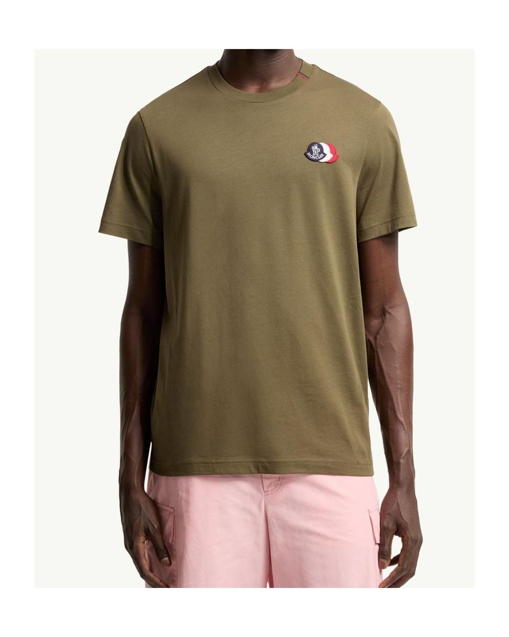 Moncler Green Logo Patch Crewneck T-Shirt for men
