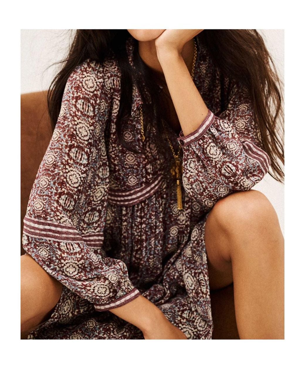 Ba&sh Brown V-Neck Printed Dress