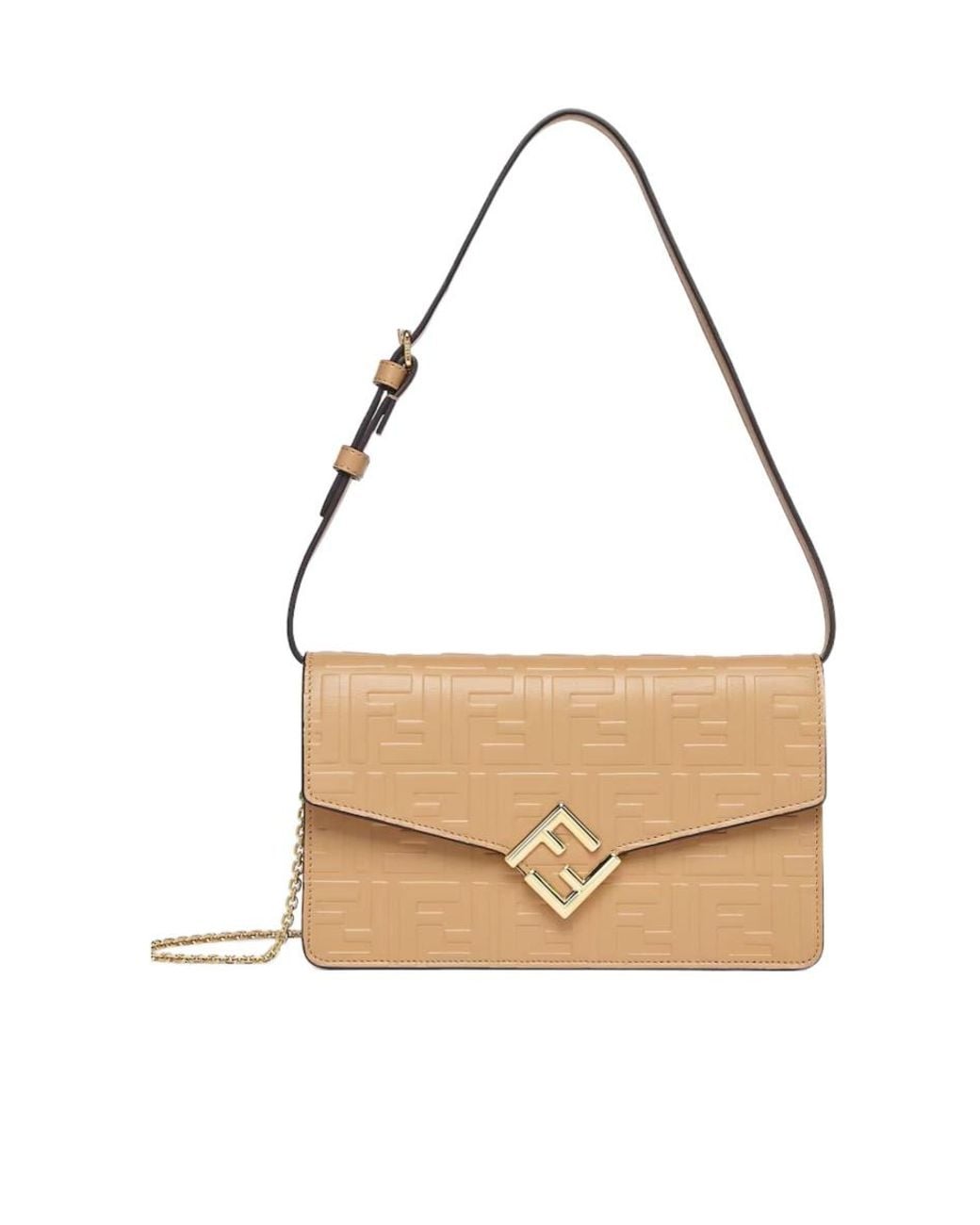 Fendi Metallic Logo Plaque Chain Linked Wallet