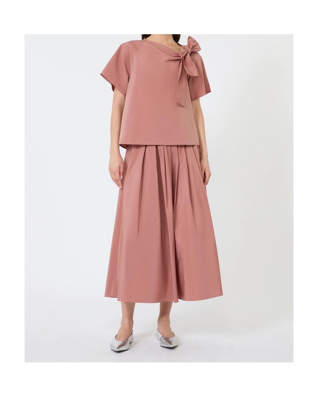 Weekend by Maxmara Pink Wkdrecente Tie Detailed Short-Sleeved Top