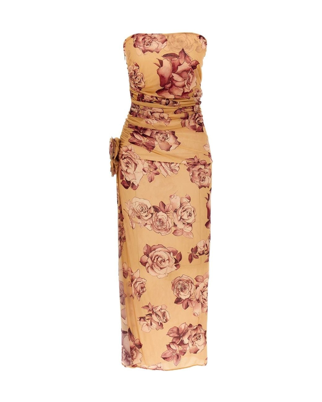 Magda Butrym Metallic Strapless Flower Patch Midi Dress