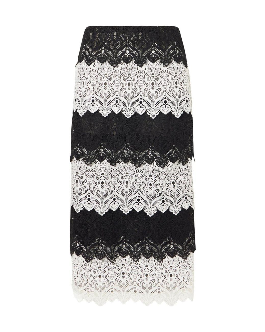 Carolina Herrera Black Lace Midi Skirt
