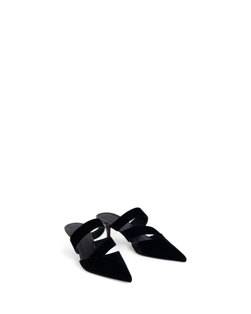 Balmain Black Velvet Heeled Mules