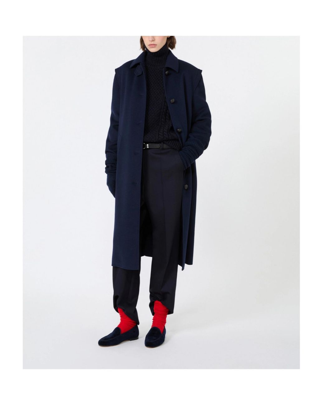 Weekend by Maxmara Blue Long Single-Breasted Coat